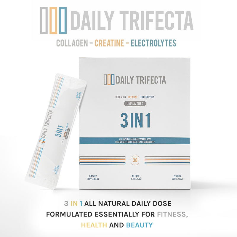 Daily Trifecta - Collagen, Creatine & Electrolyte 3 in 1 Stick Packs (Box of 30)